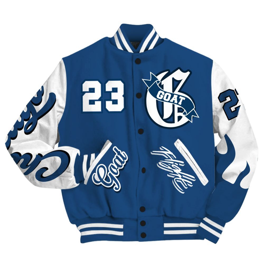 Varsity Jacket To Match High OG Midnight Navy 1s - The G.O.A.T Flight Streetwear All Over Print