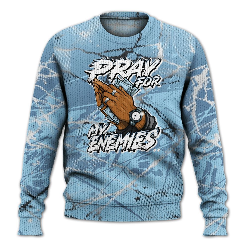 Knitted Sweater To Match Legend Blue 11s - Prayed For Enemies Graphic