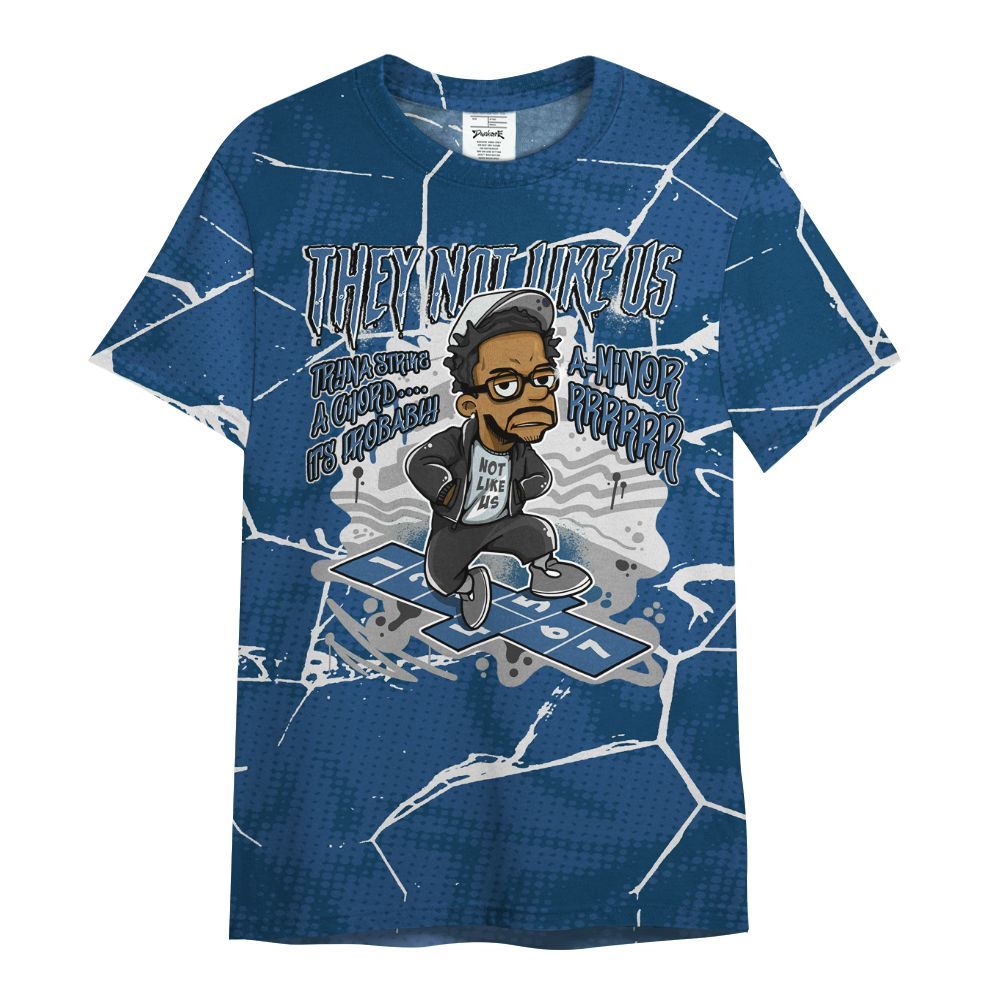 Shirt To Match High OG Midnight Navy 1s - Hopscotch Dislike Us Graphic Crack All Over Print