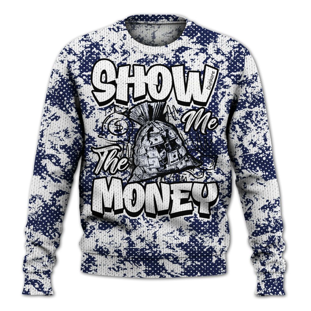 Knitted Sweater To Match Midnight Navy 11s - Show Me The Money Retro