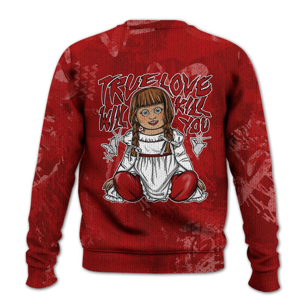 Knitted Sweater To Match Red Taxi 12s - Genuine Loves Bear Heart Grunge