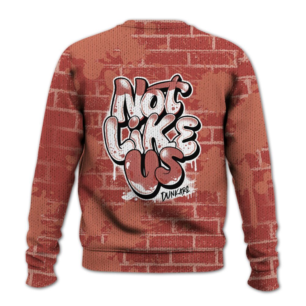 Knitted Sweater To Match Dune Red 13s - None Like Us Graphic Brick Art