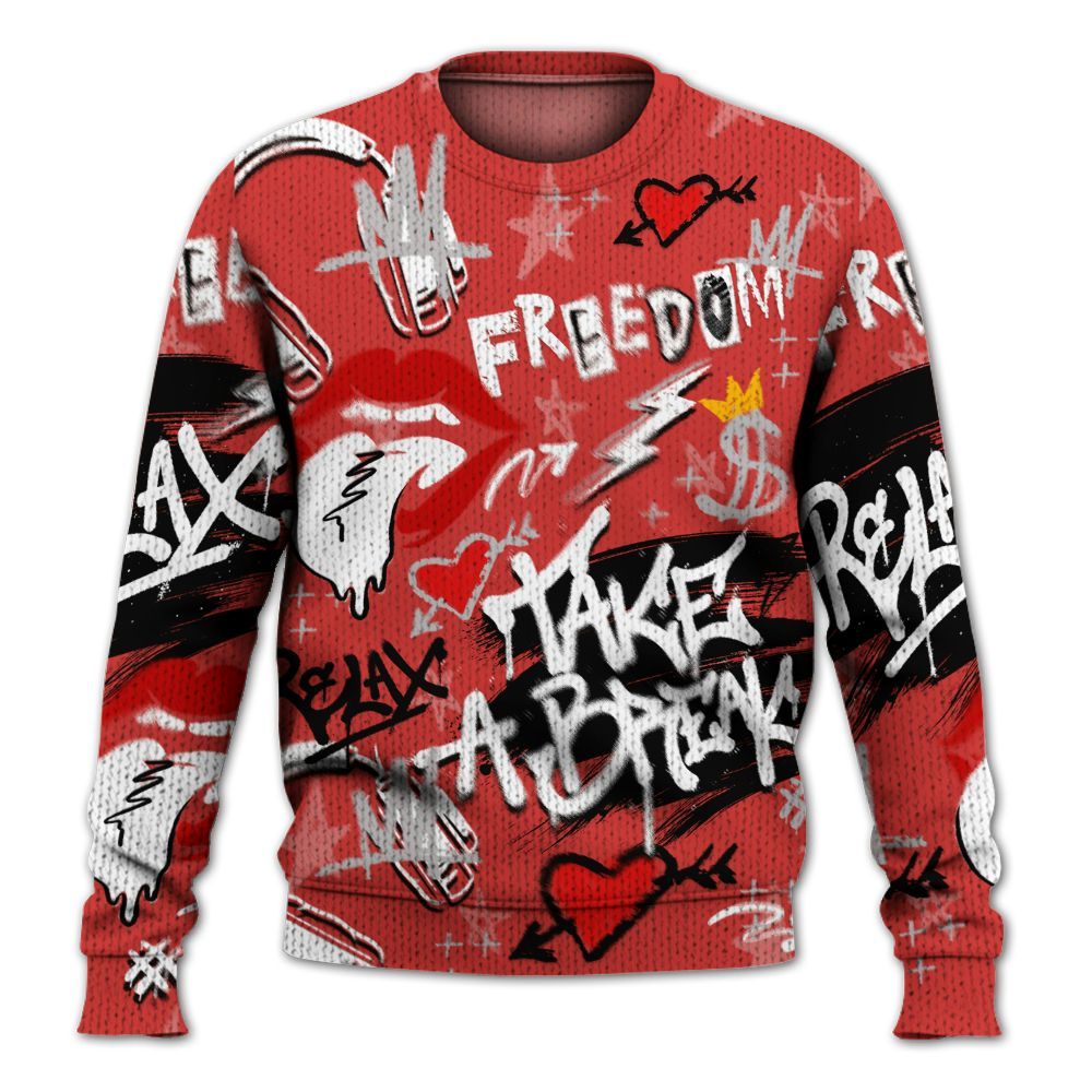 Knitted Sweater To Match Scoot Zeros ODD City - Take Break Freedom Graffiti Streetwear