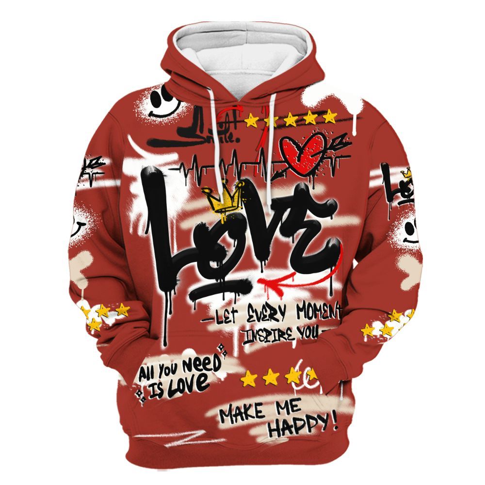 Hoodie To Match Brick After Brick 4s - Happy Love Beats Graffiti Streetwear All Over Print