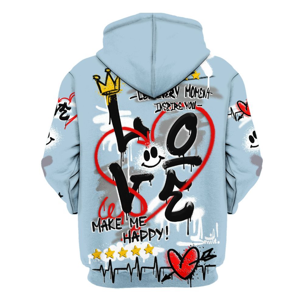Hoodie To Match Chambray 7s - Happy Love Beats Graffiti Streetwear All Over Print