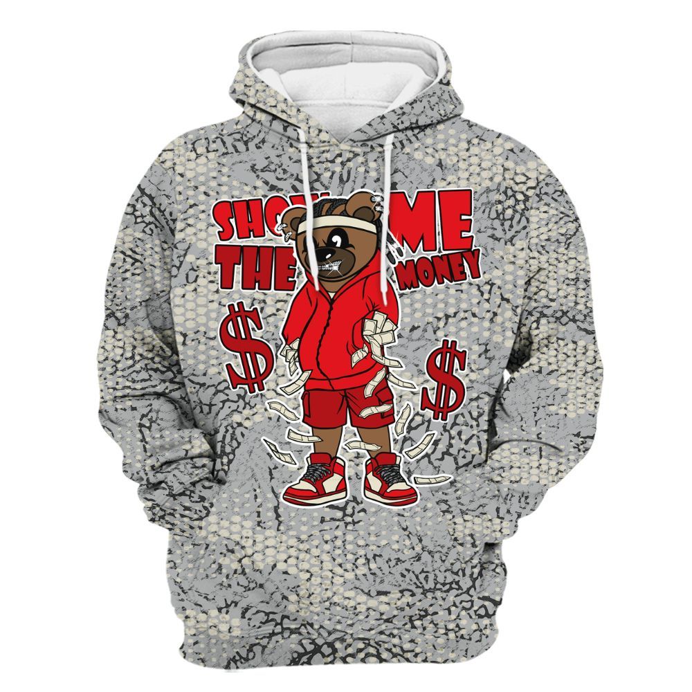 Hoodie To Match Cement Grey 3s - Show Me Bear Banknotes Art All Over Print
