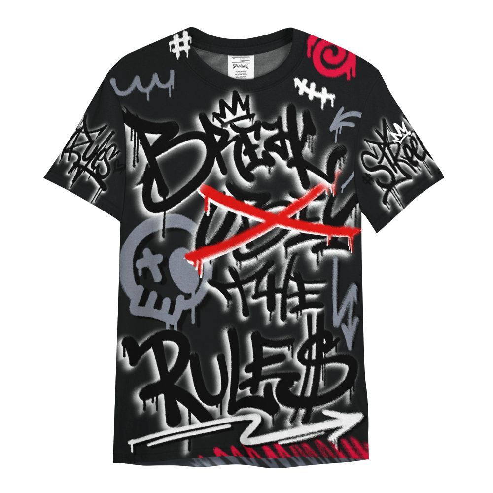 Shirt To Match Mid Black Metallic 1s - Break Rules Streetwear All Over Print