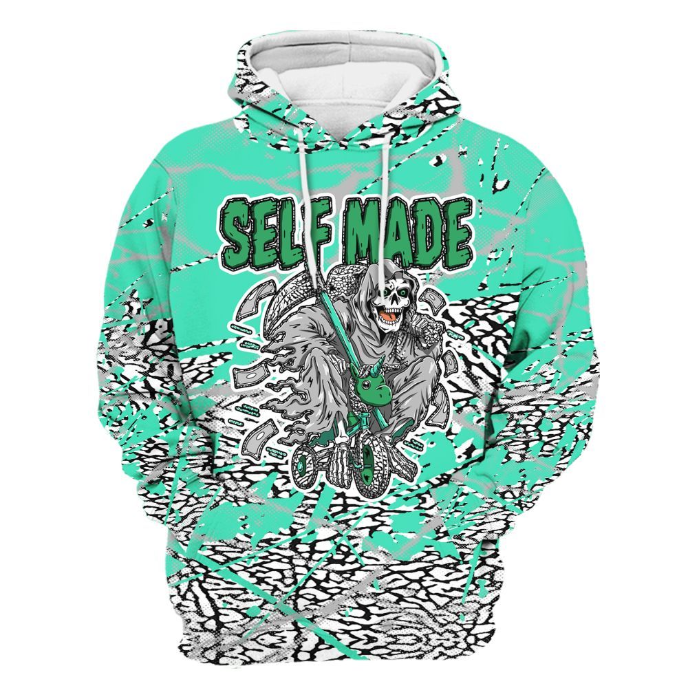 Hoodie To Match Black Green Glow 3s - Self Make Skeleton Profound All Over Print
