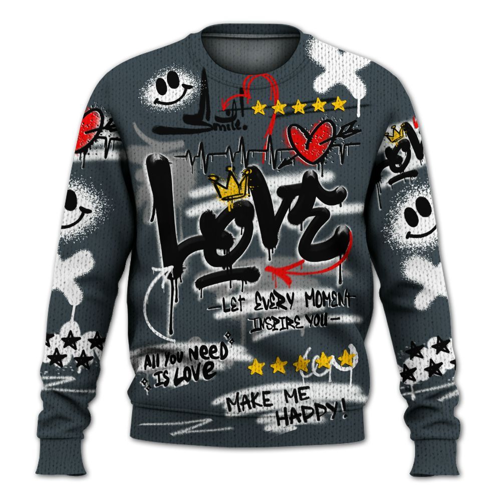 Knitted Sweater To Match Air Max Sunder Gore Tex Black - Happy Love Beats Graffiti Streetwear