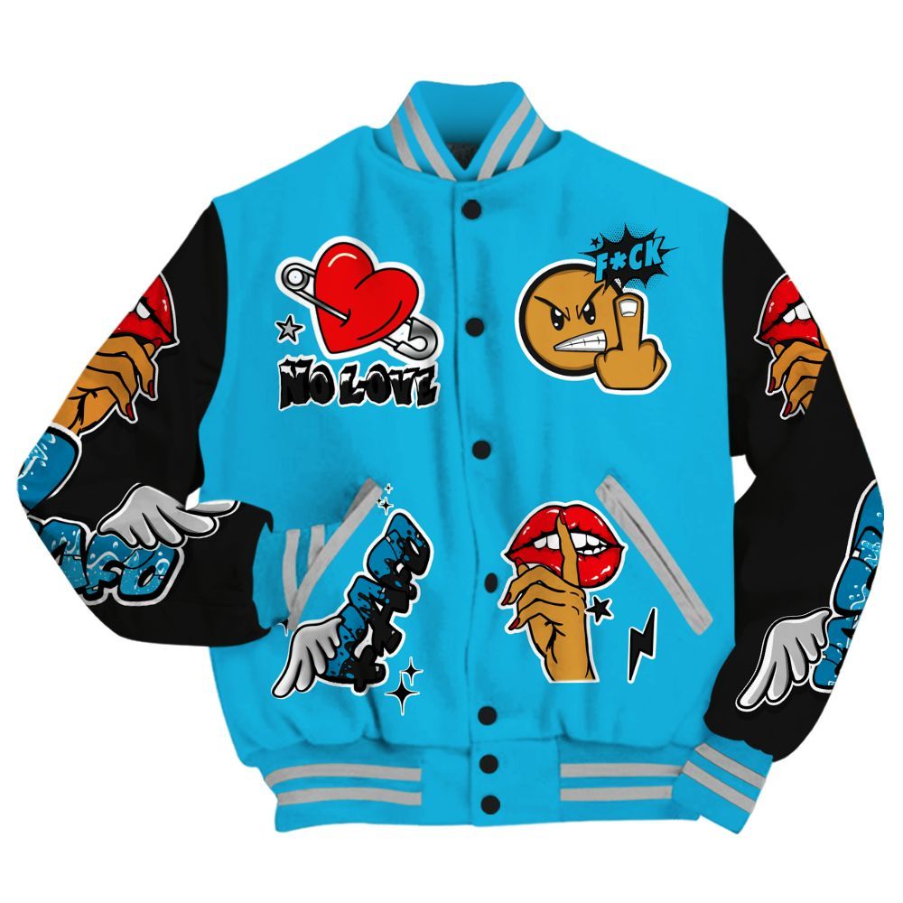 Varsity Jacket To Match Black University Blue 2026 14s - FK Around Find Out All Over Print