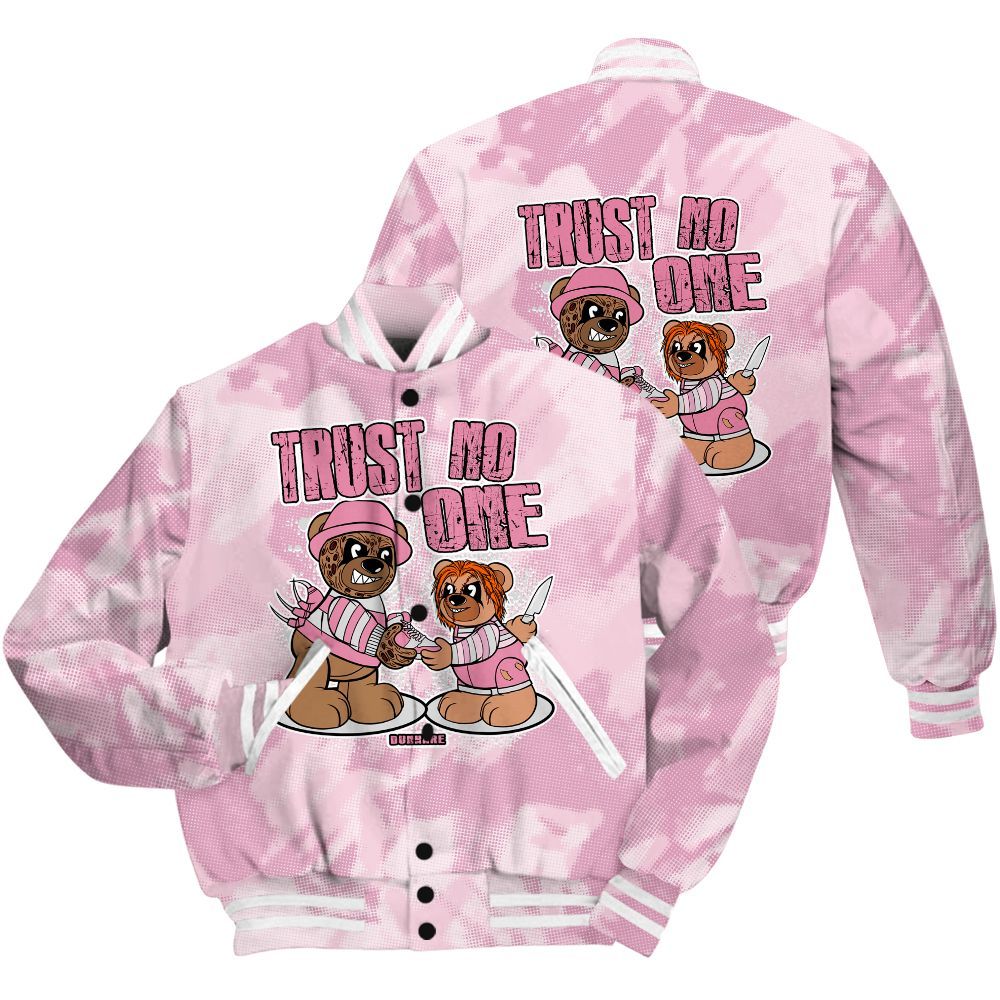 Varsity Jacket To Match Orchid 4s Shirt - Trust No One Bear Abstract Halftone All Over Print