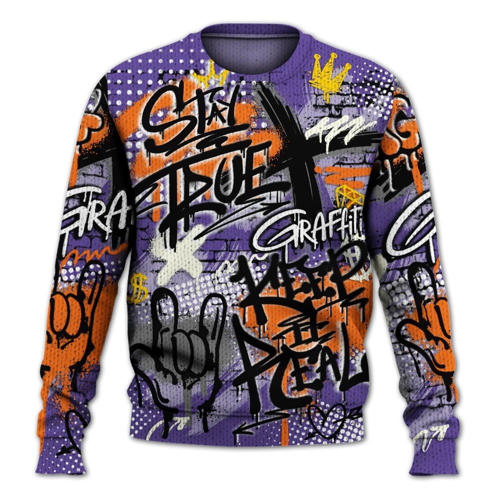 Knitted Sweater To Match Air Max Waffle SP Voltage Purple - True It Real Graffiti Streetwear