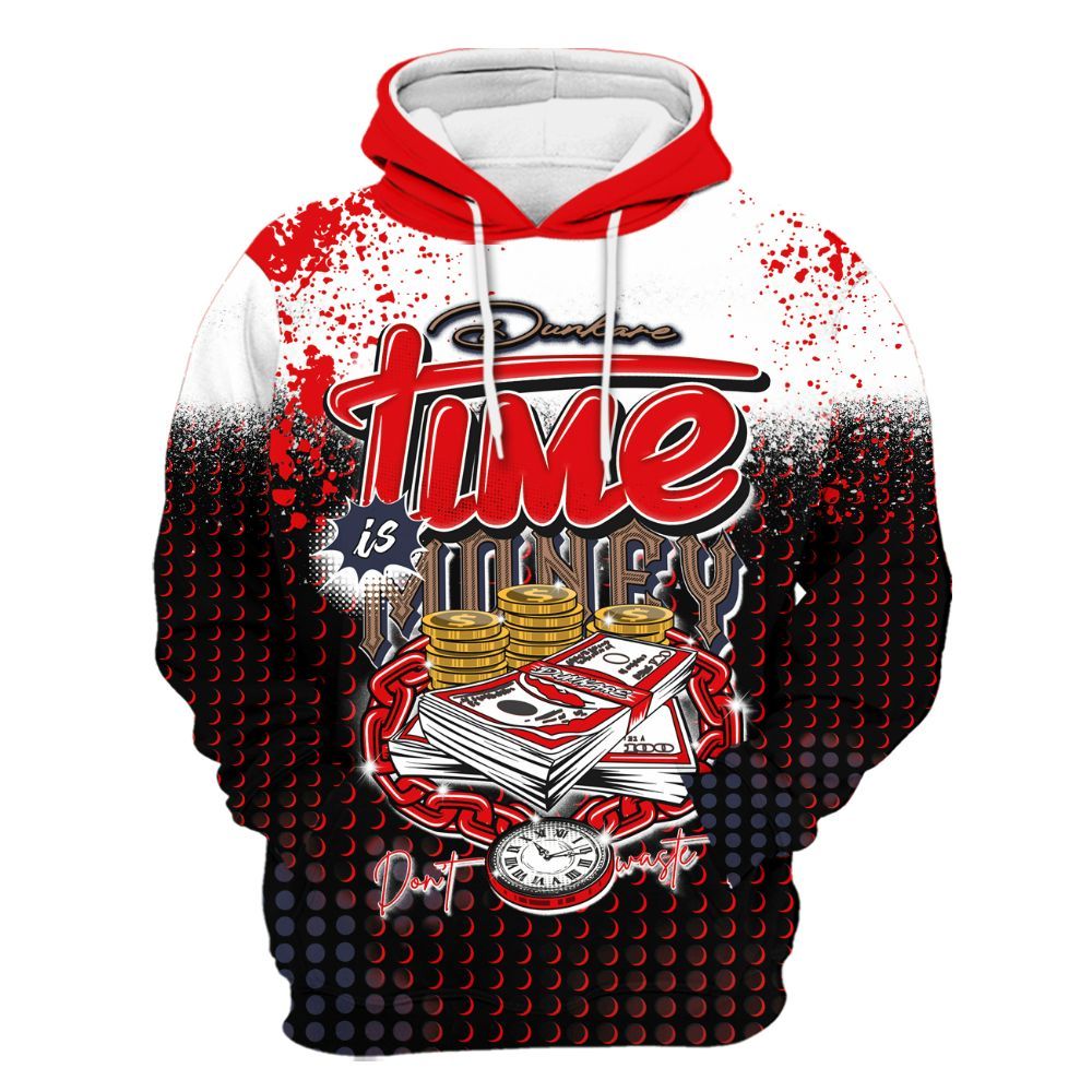 Hoodie To Match Low OG Howard Bison 1s - Halftone Time Is Money All Over Print