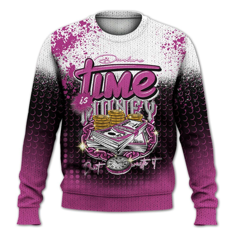 Knitted Sweater To Match Dunk Low Active Fuchsia - Halftone Time Is Money