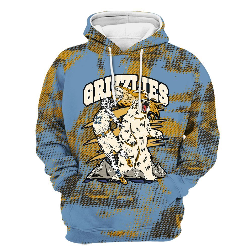 Hoodie To Match High OG First In Flight 1s - Grizzly Bear Skeleton Brown Sugar All Over Print