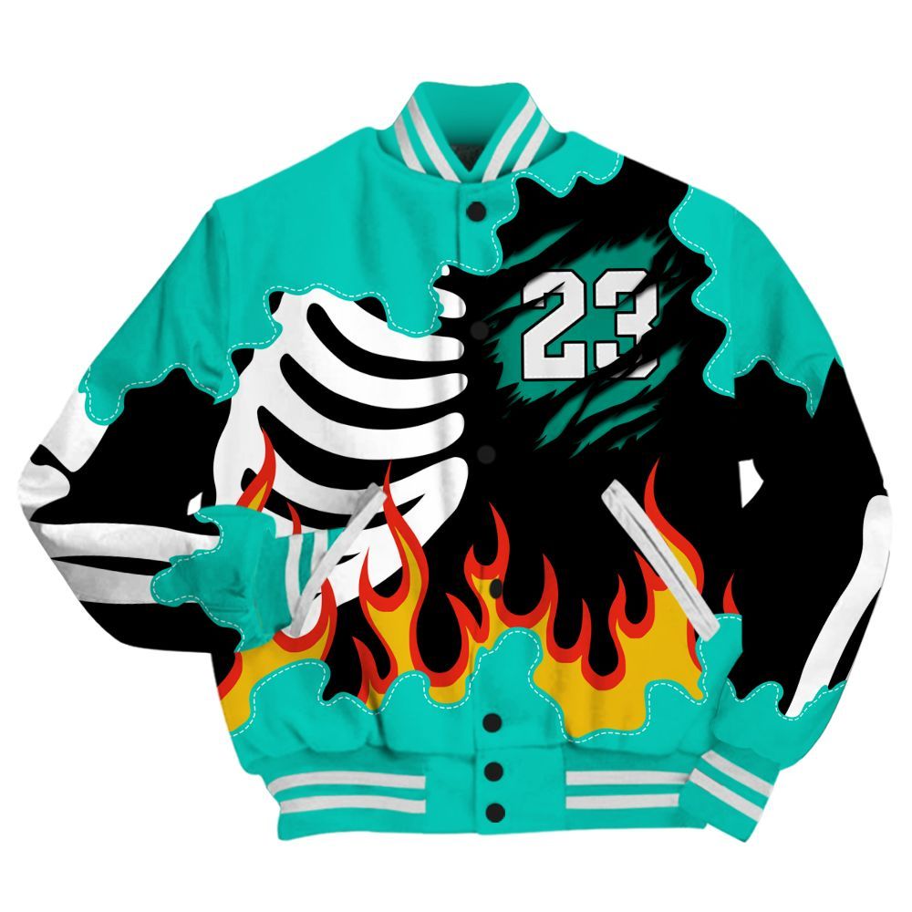 Varsity Jacket To Match Dunk Low Clear Jade - Burning Skeleton 23 G.O.A.T All Over Print