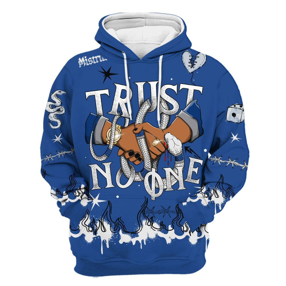 Hoodie To Match High OG True Blue 1s - Trust No One Snake-Bite Doodle Crayon All Over Print