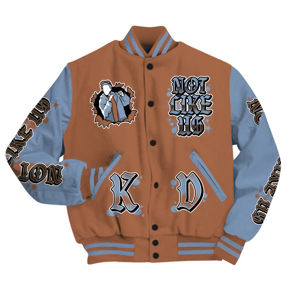 Varsity Jacket To Match Air Foamposite Metallic Copper - None Like Us Graphic All Over Print