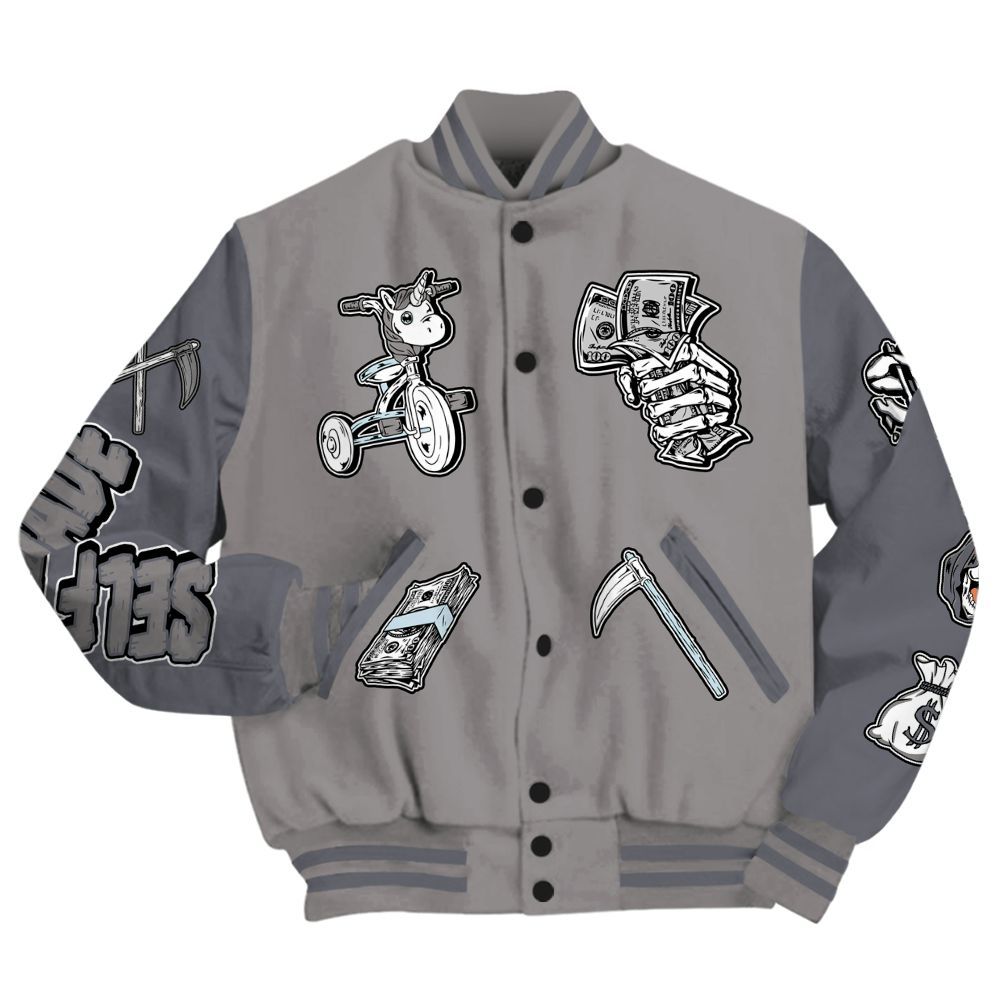 Varsity Jacket To Match Cool Grey 11s - Self Make Skeleton All Over Print