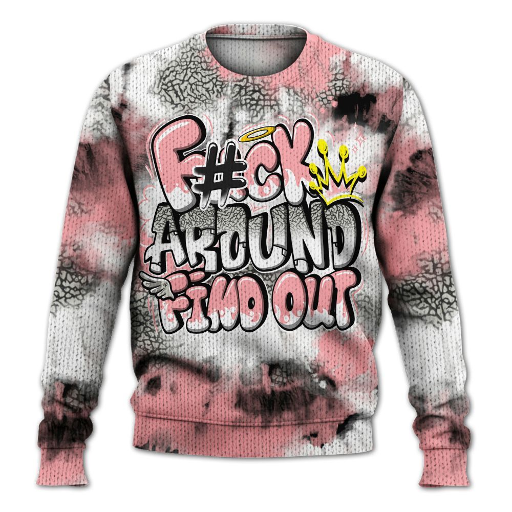 Knitted Sweater To Match Retro Wings 3s - Tie Dye FK Around Find Out