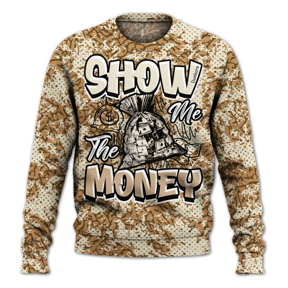 Sweatshirt To Match Orewood Brown 3s - Show Me The Money Retro All Over Print