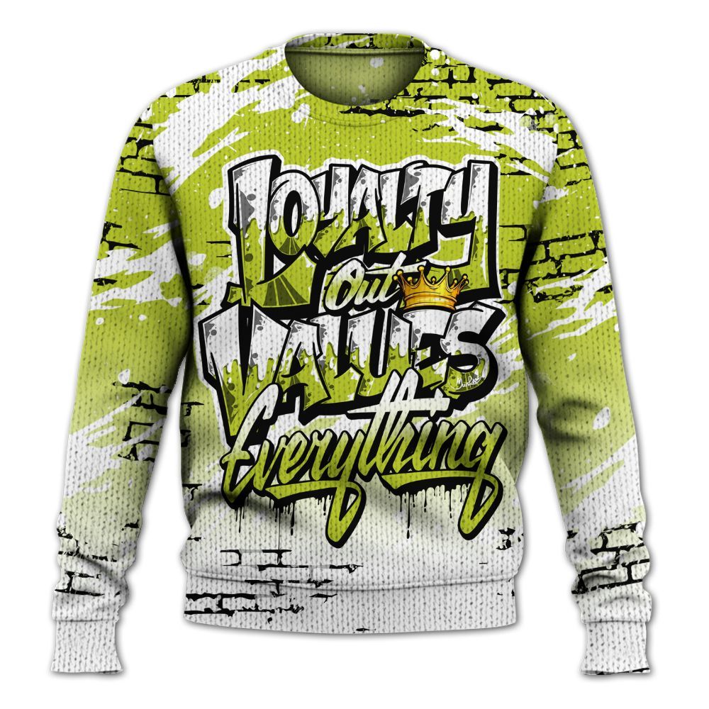 Knitted Sweater To Match Bright Cactus 13s - Values Of Loyalty Drip