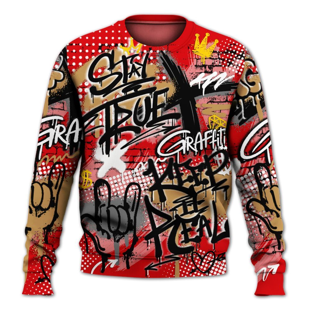 Sweatshirt To Match Kobe 5 Red Year Of The Mamba - True It Real Graffiti Streetwear All Over Print