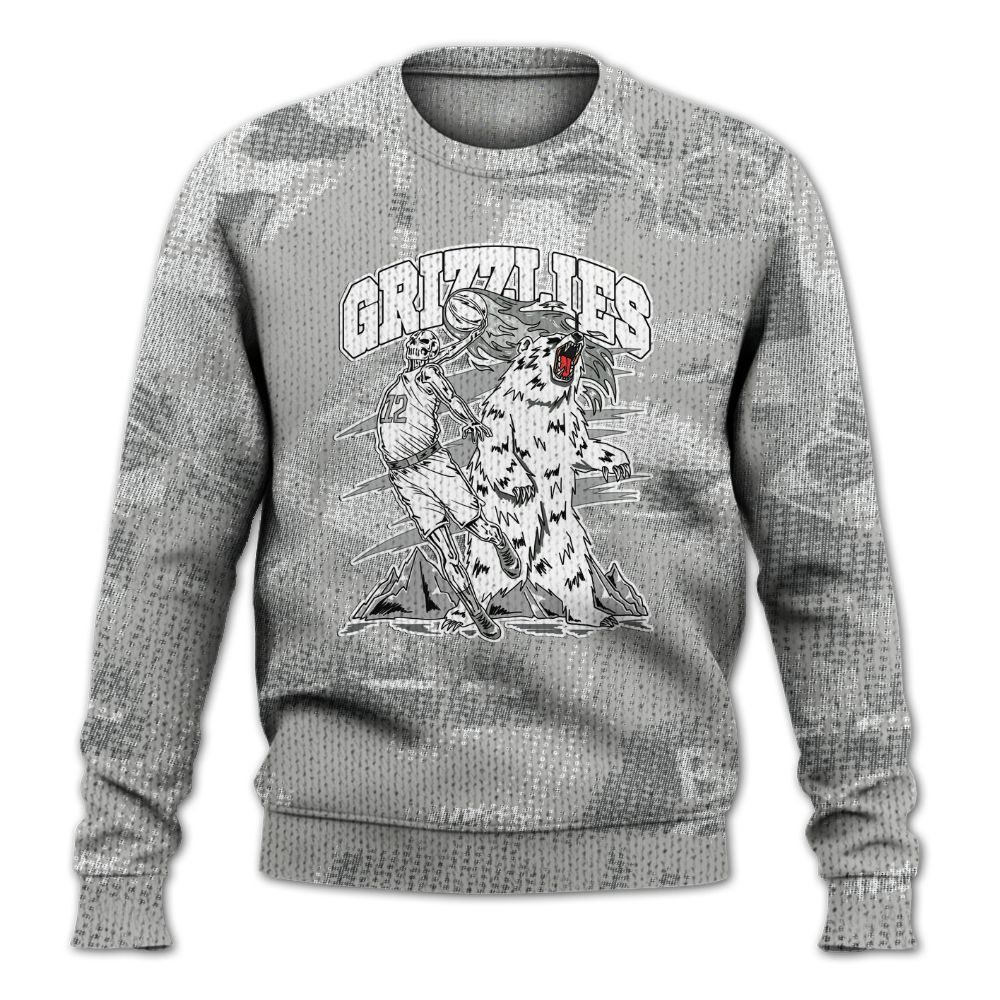 Knitted Sweater To Match Retro Wet Cement 4s - Grizzly Bear Skeleton Brown Sugar
