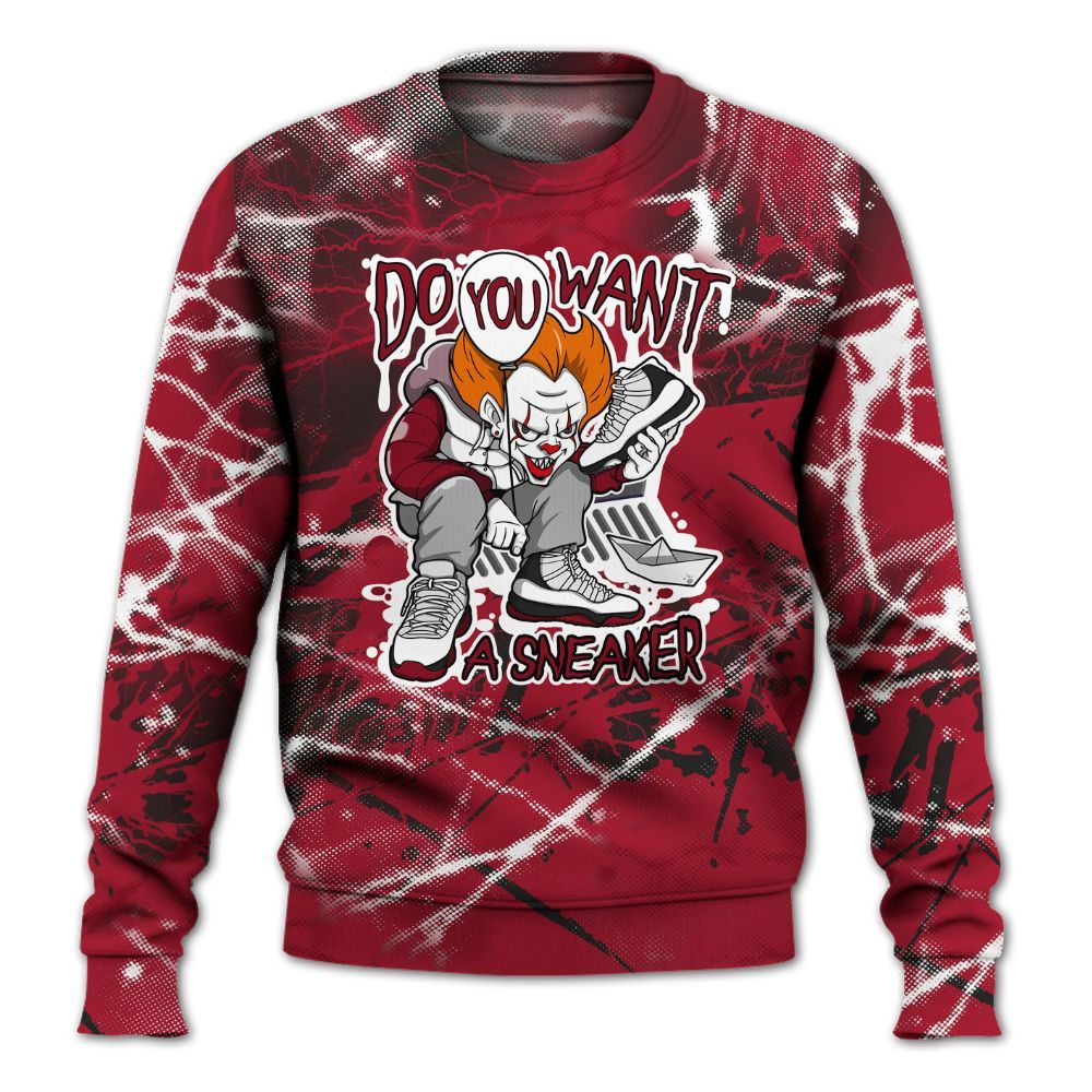 Sweatshirt To Match High OG Black Toe Reimagined 1s - Clown Scary Sneakers Halloween Graphic All Over Print