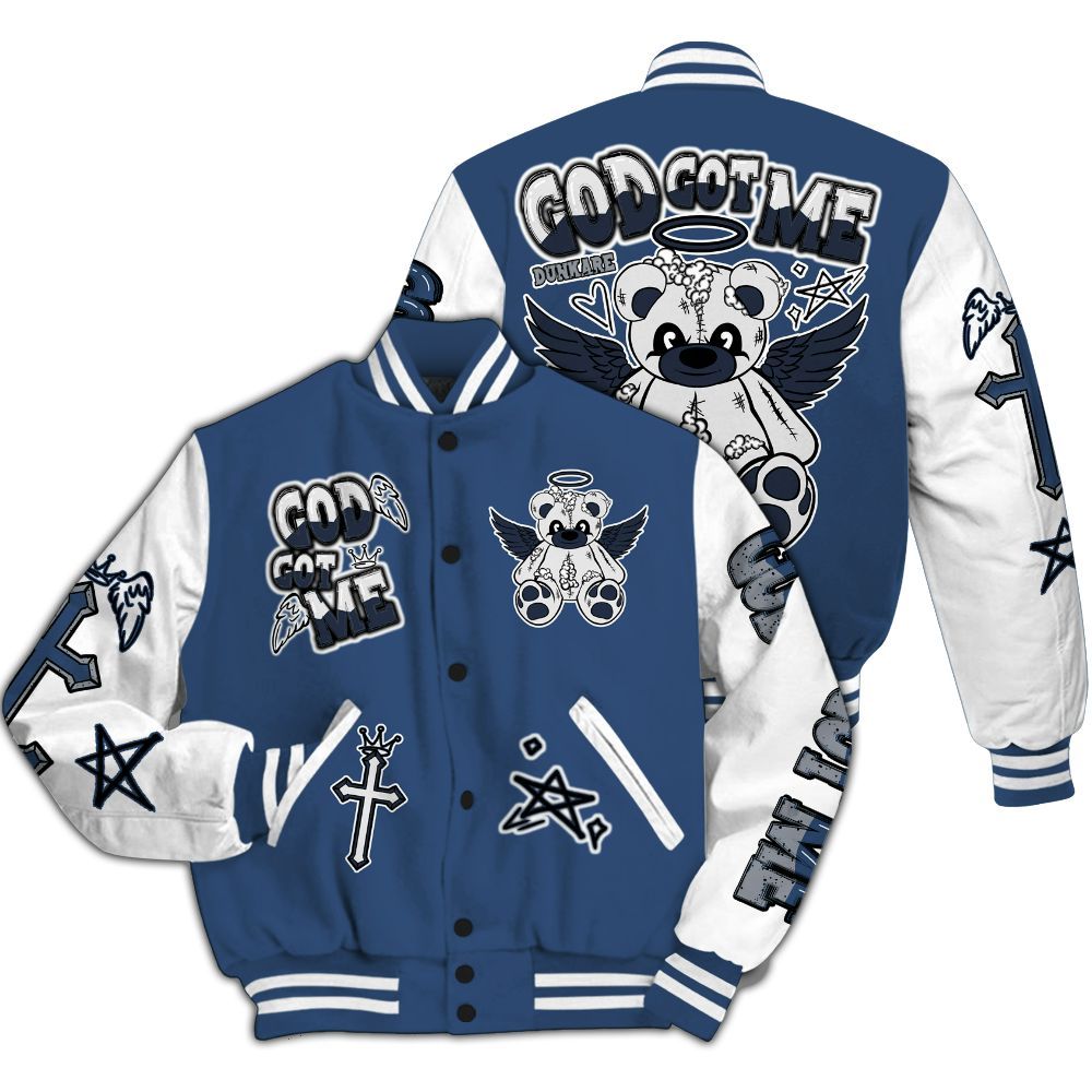 Varsity Jacket To Match Midnight Navy 4s - Gods Guides Me Bear All Over Print