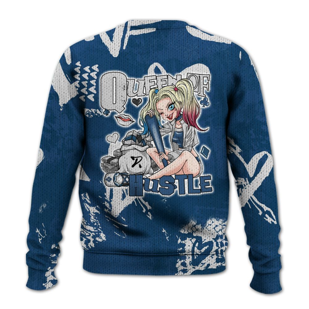 Knitted Sweater To Match High OG Midnight Navy 1s - Hustles Quiinn Heart Grunge