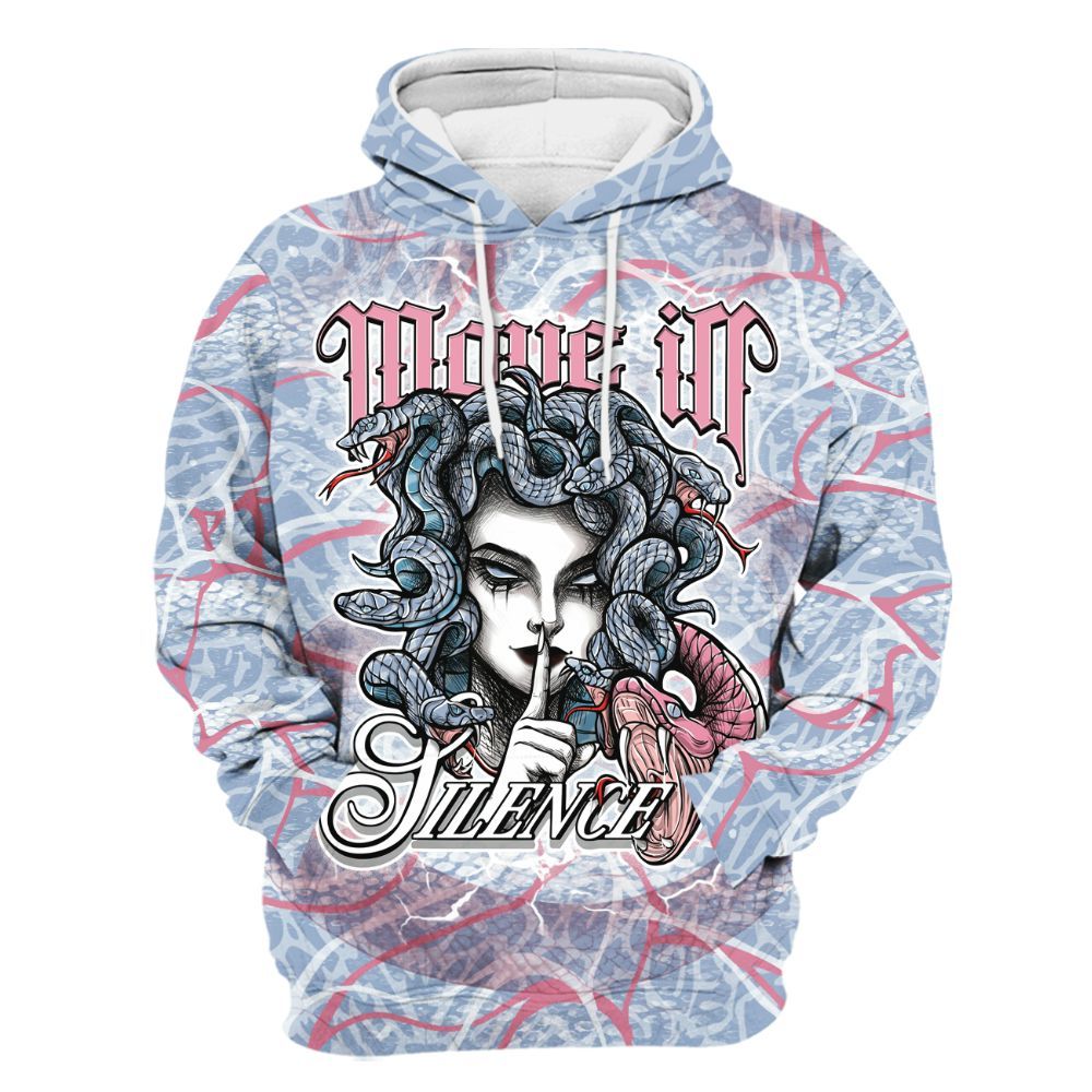 Hoodie To Match Denim Pink Glow 3s - Girl Move In Silence All Over Print