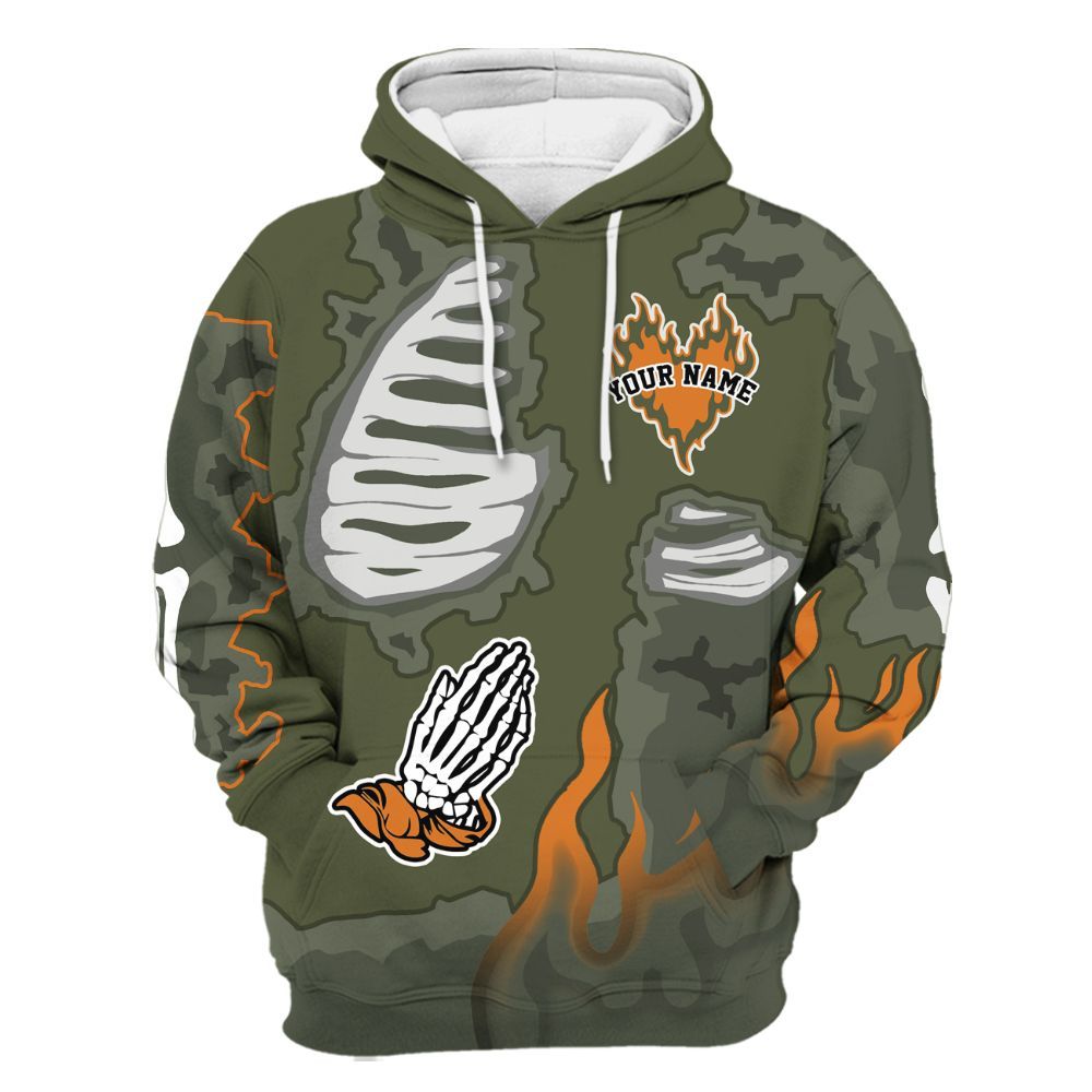 Hoodie To Match Olive 5s - Dislike Us Graphic Burning Custom Name All Over Print