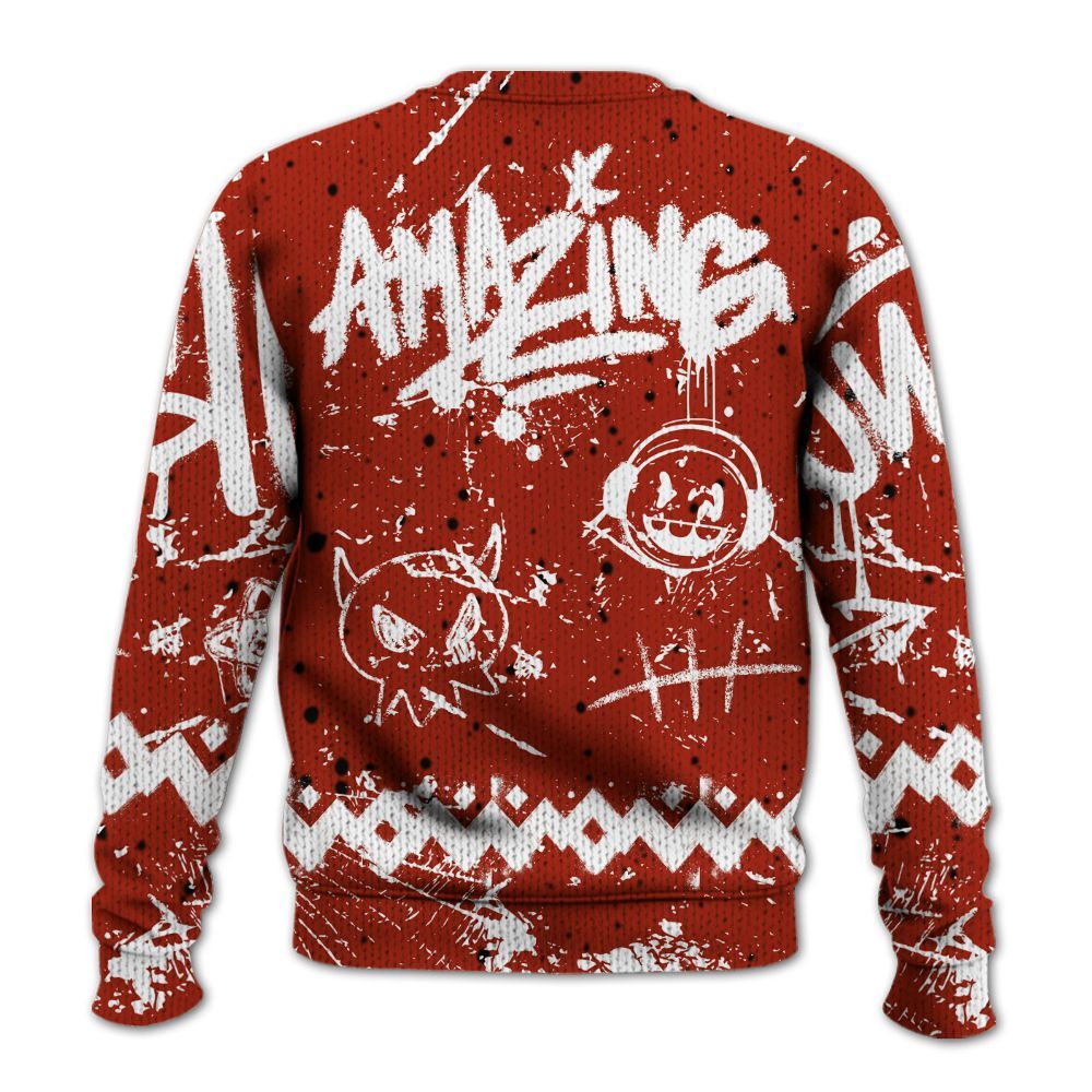 Knitted Sweater To Match Red Cement 4s - Friday Sneaker Crayon