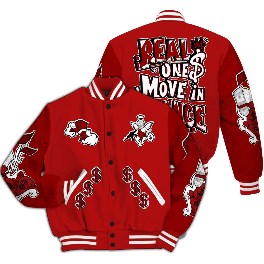 Varsity Jacket To Match Low Terror White University Red 1s - Ones Move In Silence All Over Print