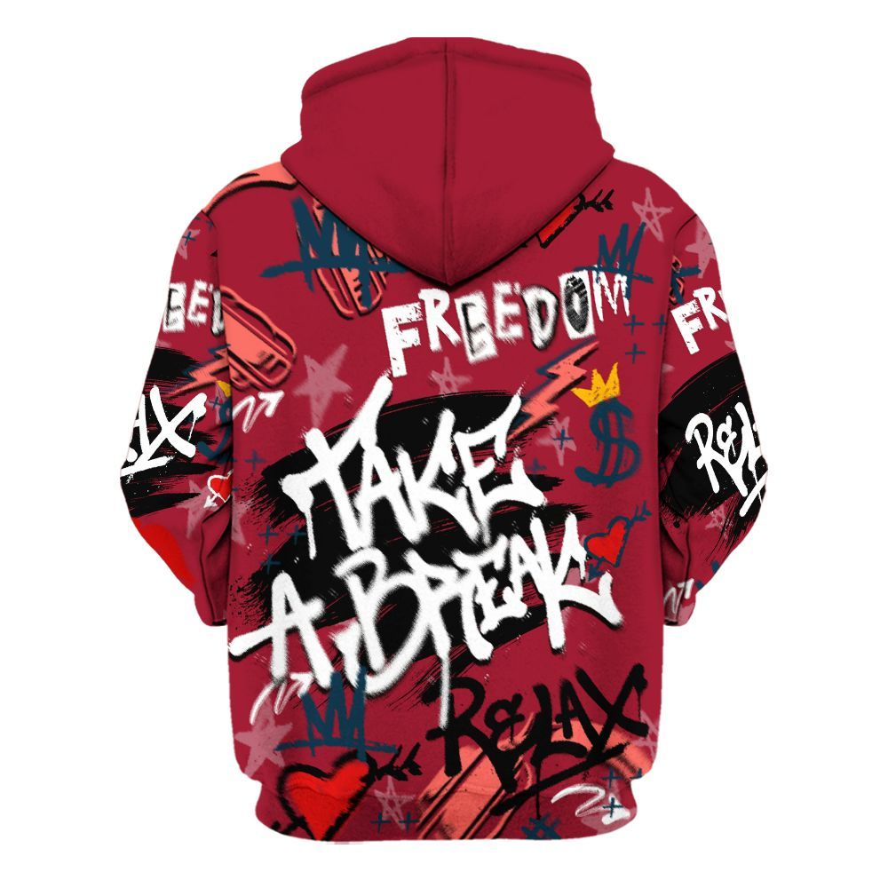Hoodie To Match Mid Multi Color 2022 1s - Take Break Freedom Graffiti Streetwear All Over Print
