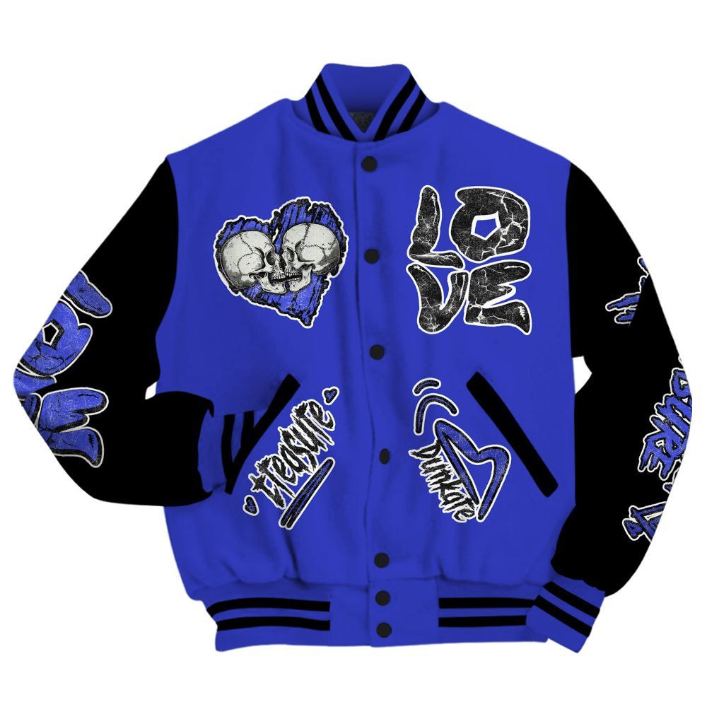 Varsity Jacket To Match Retro Black Concord 12s - Skull Bear All Over Print