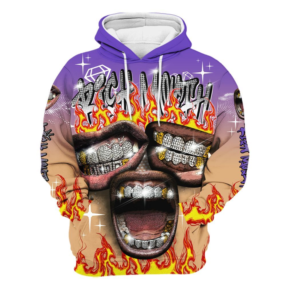 Hoodie To Match SE Afrobeats 7s - Rich Mouth Fire Rap Retro 90s All Over Print