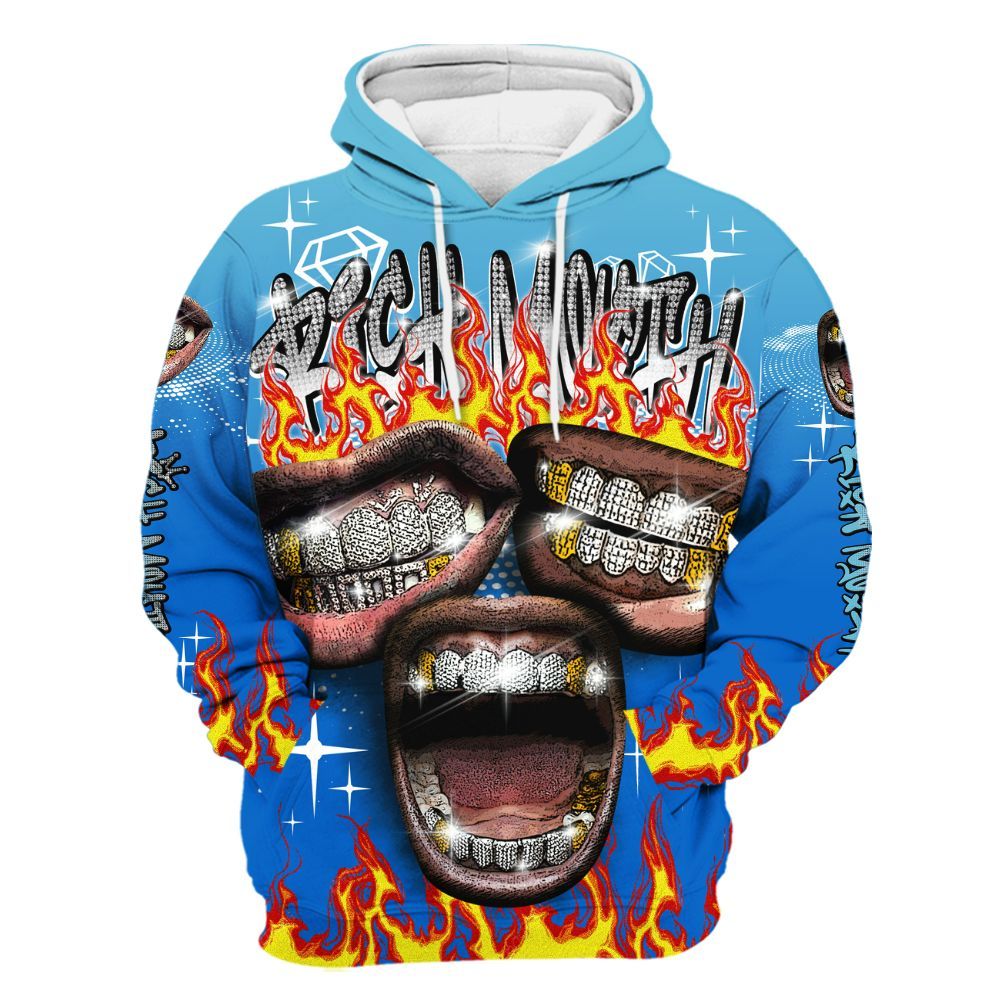 Hoodie To Match Dunk Low Argon - Rich Mouth Fire Rap Retro 90s All Over Print