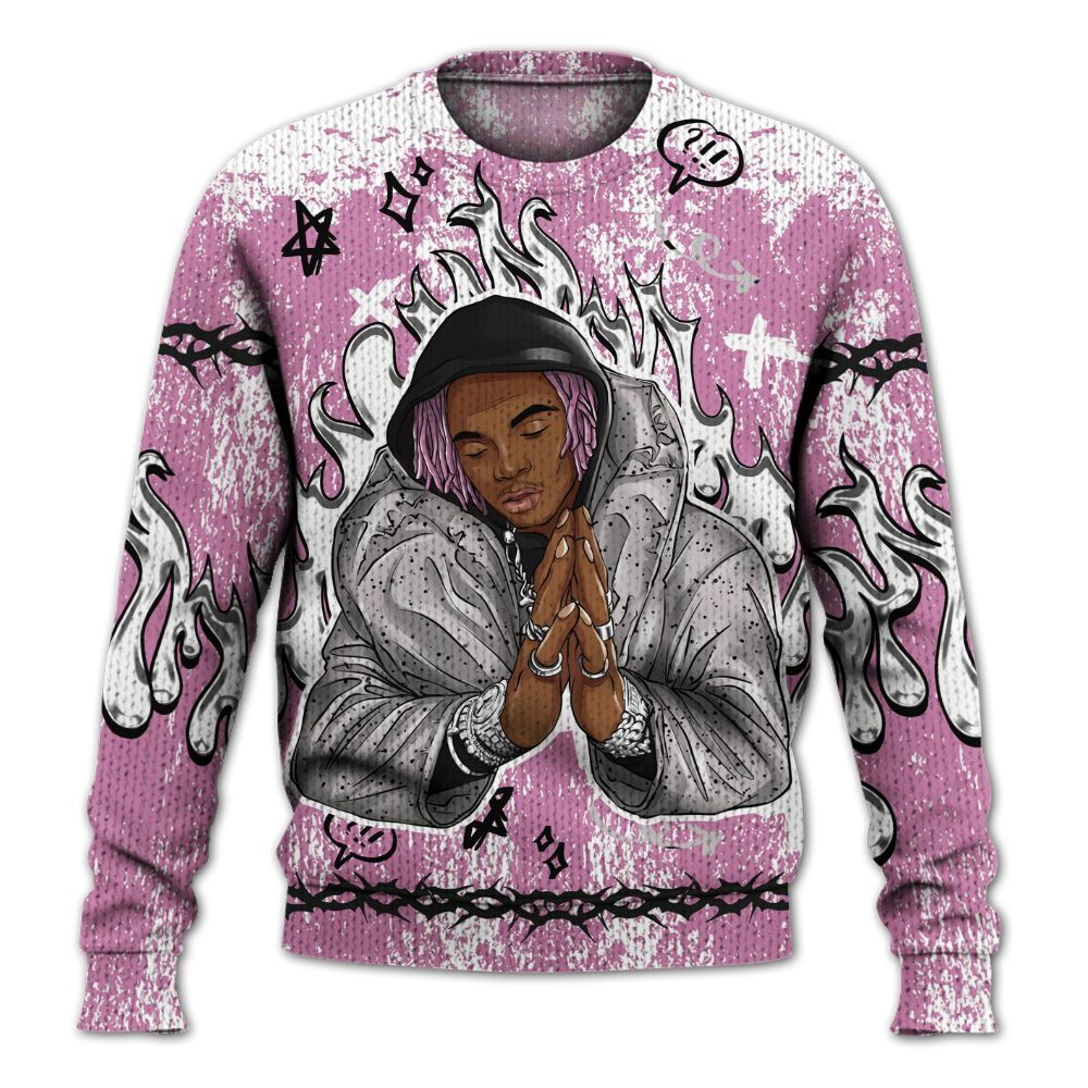 Knitted Sweater To Match Neutral Grey Black White Orchid 4s - Trappin' Unique Graphics