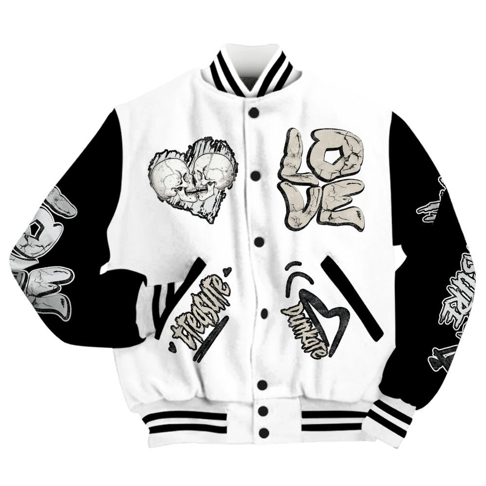 Varsity Jacket To Match Retro Reverse Metallic 5s - Skull Bear All Over Print