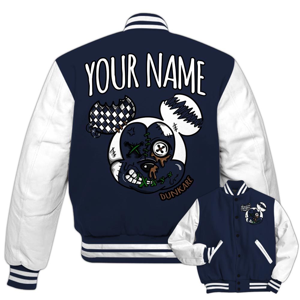 Varsity Jacket To Match Midnight Navy 13s - Custom Name Kream Drip Varsity Jacket Outfit 1505 NCT