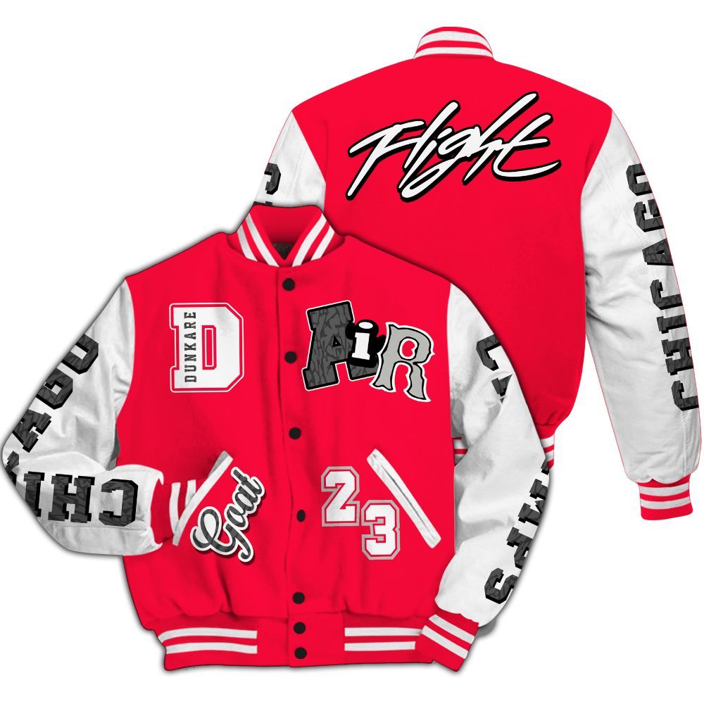 Varsity Jacket To Match Retro Fire Red 3s - AIR Number 23 GOAT All Over Print