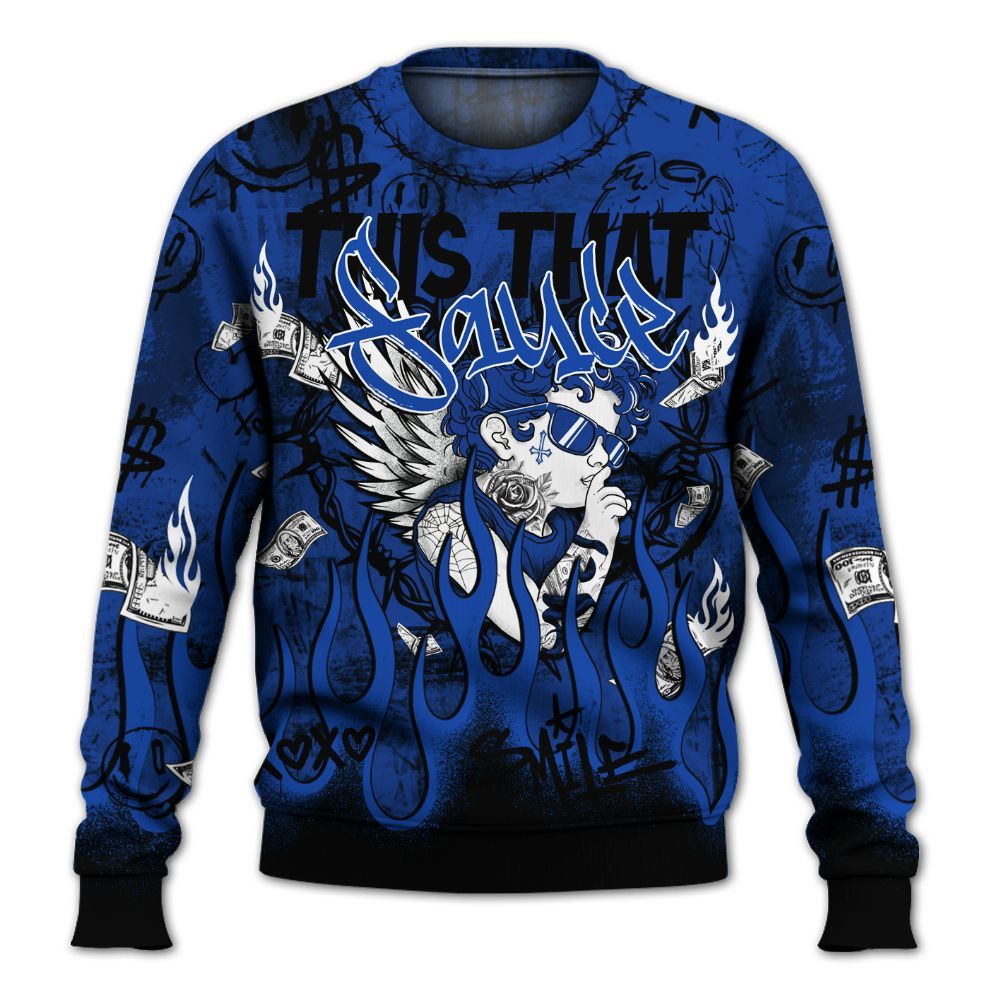 Sweatshirt To Match Air Foamposite One Royal - This That Sauce Angel All Over Print