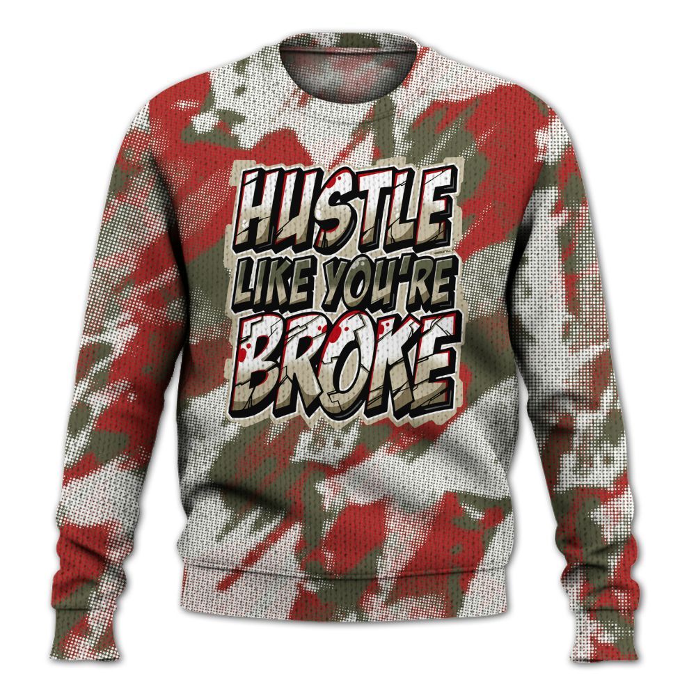 Knitted Sweater To Match Low OG Medium Olive 1s - Hustles Like Broke Abstract