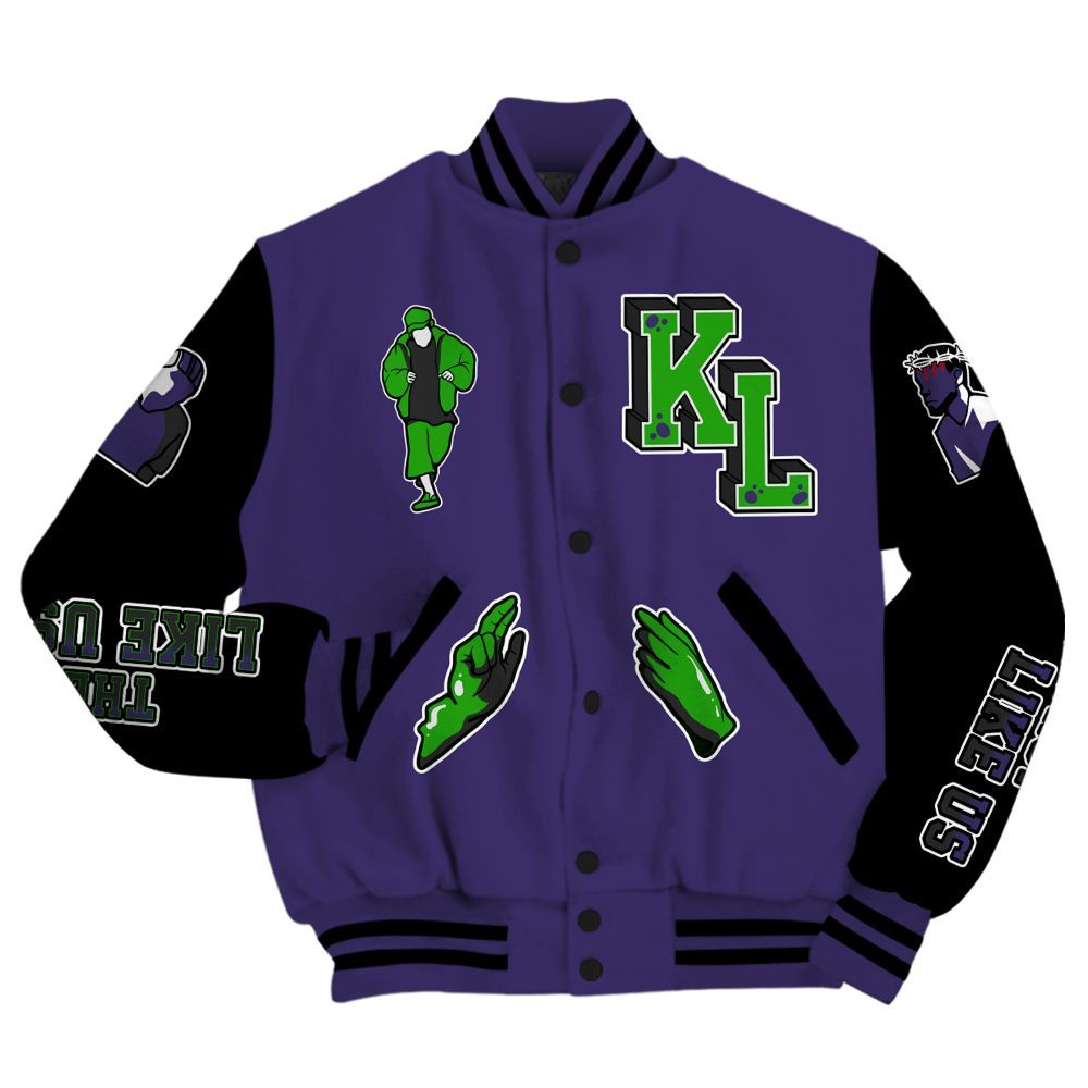 Varsity Jacket To Match Retro Court Purple 13s - Dislike Us Graphic All Over Print
