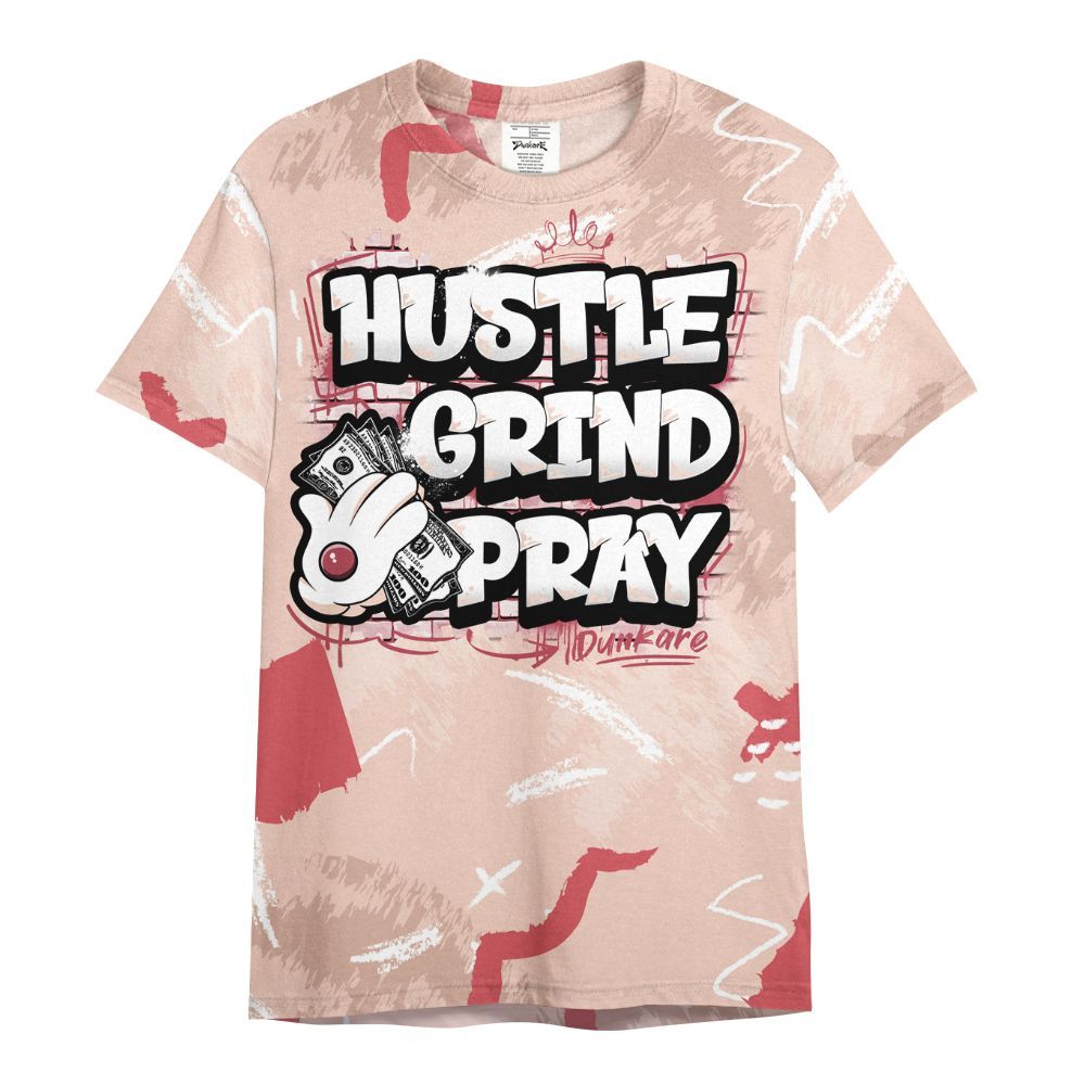 Shirt To Match Washed Coral 2s Shirt, Hustle Grind Pray Retro All Over Print