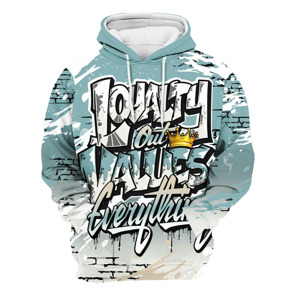 Hoodie To Match Dunk Low Glacier Blue Pale Ivory - Values Of Loyalty Drip All Over Print