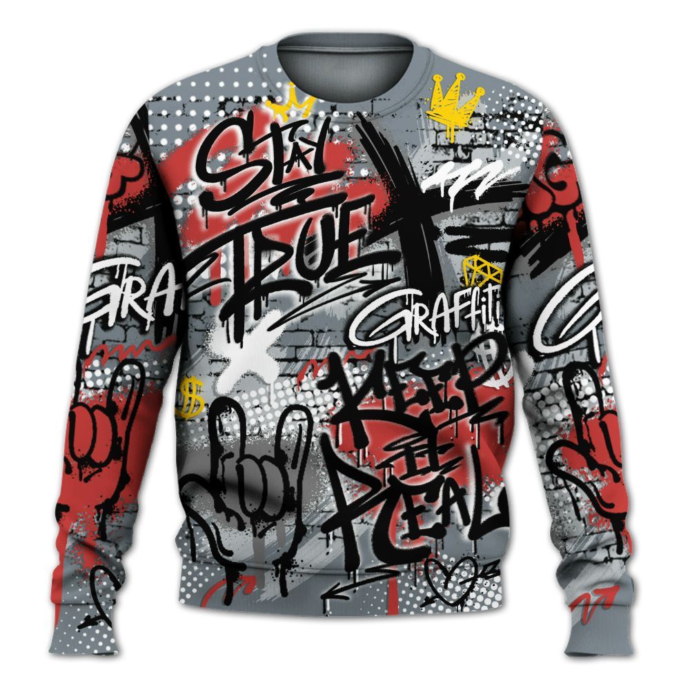 Sweatshirt To Match Wolf Grey 13s - True It Real Graffiti Streetwear All Over Print