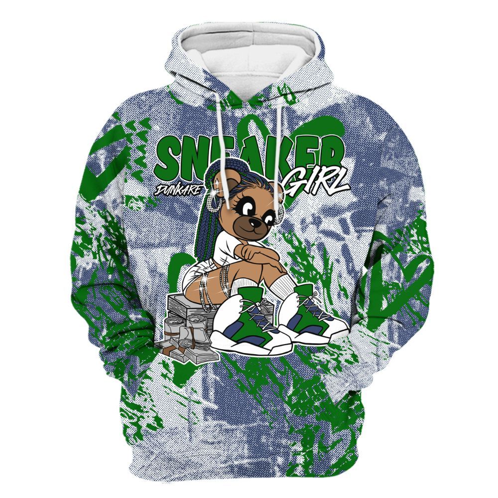 Hoodie To Match Midnight Navy 13s - Sneaker Girl Bear Heart Grunge All Over Print